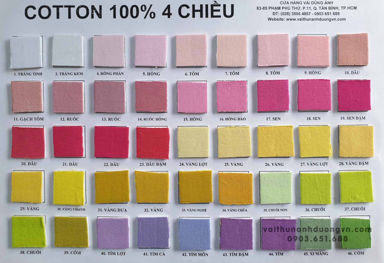Vải Thun Cotton 100% 4 Chiều